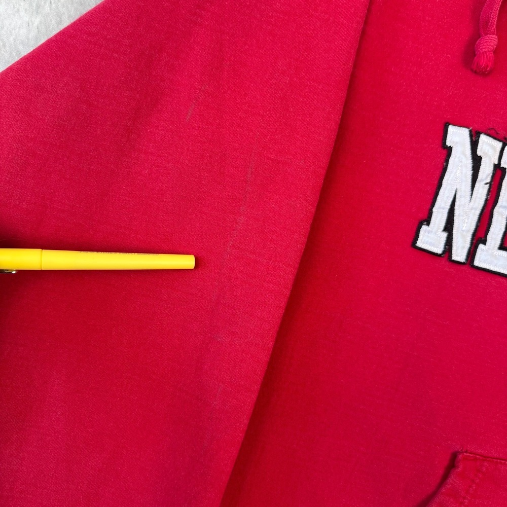 Vintage Nebraska Cornhuskers Hoodie Mens M Red Spellout College NCAA OVB 90s - Picture 3 of 8